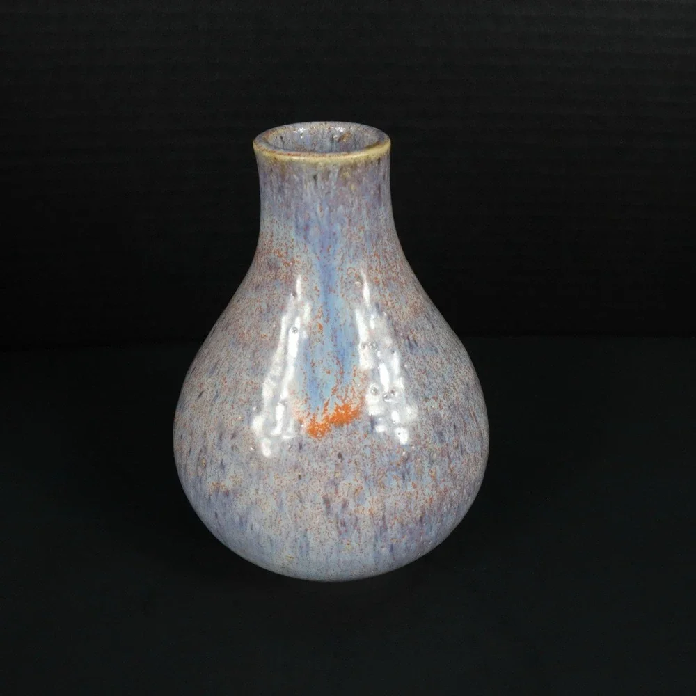Art‎ Pottery Blue Orange Drip Glaze Vibrant Vase Signed By Artist
